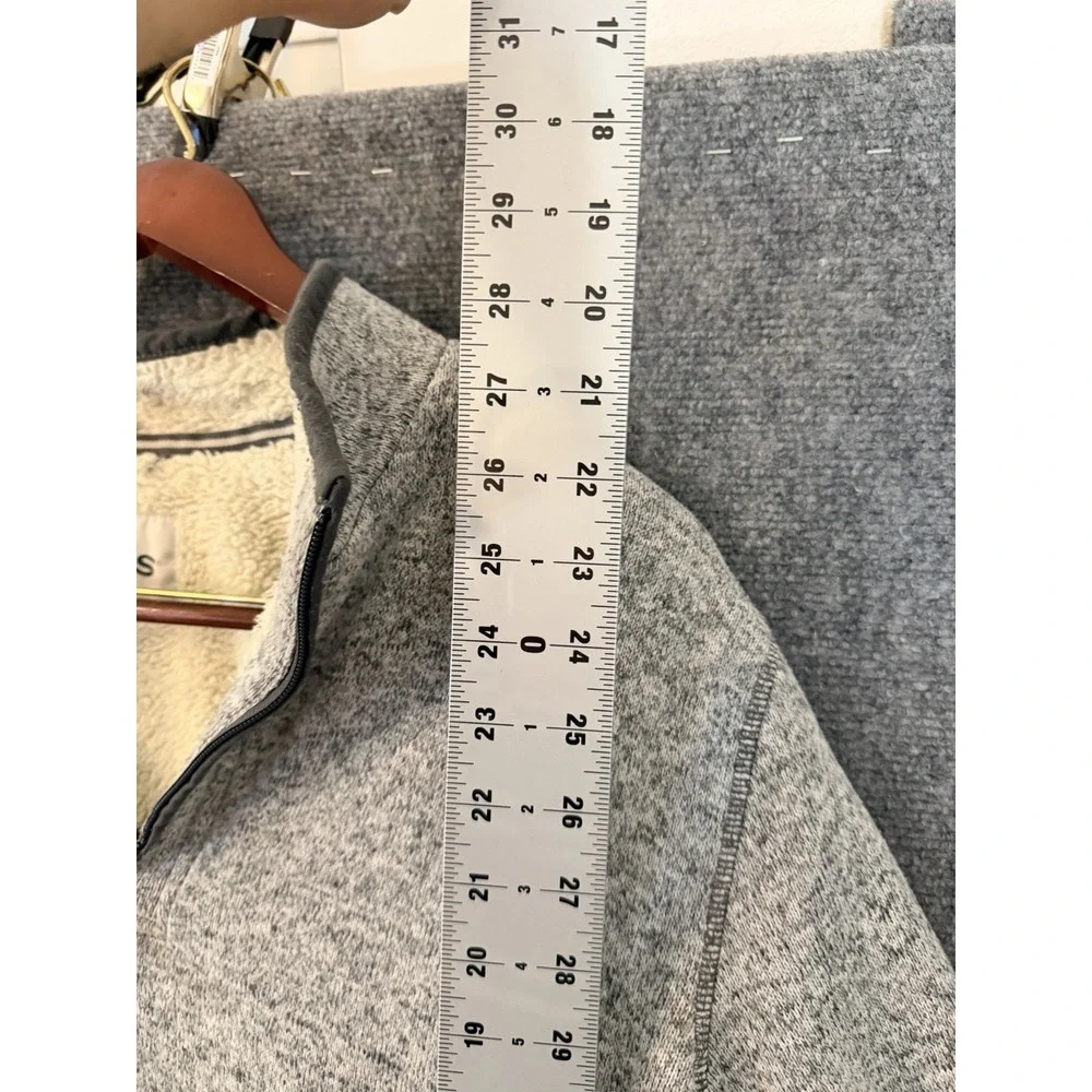 Orvis XXL Sherpa Lined 1/4 Zip Pullover‎ Gray Sweater Ripped Zip